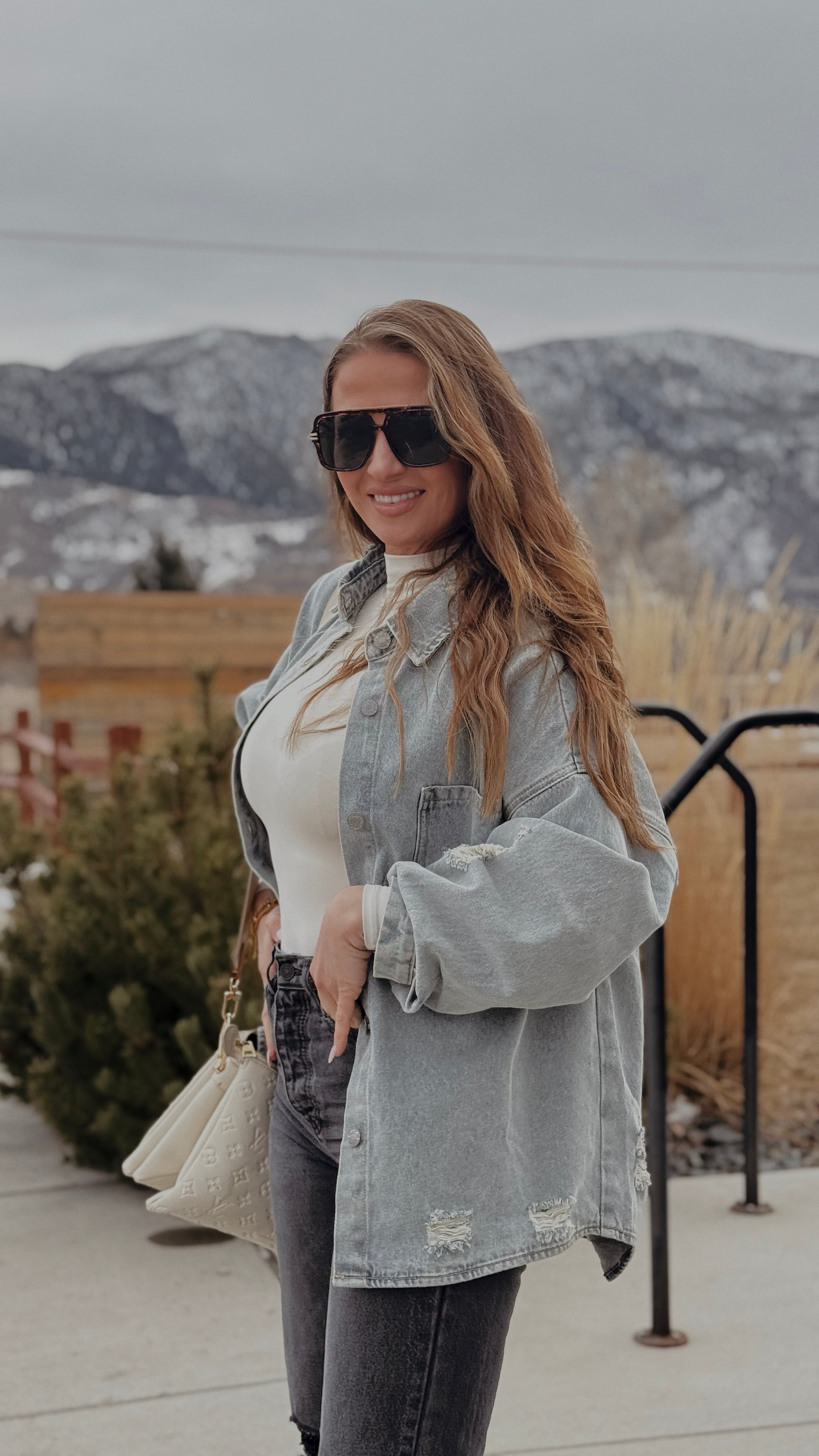 Washed Denim Oversized Jacket