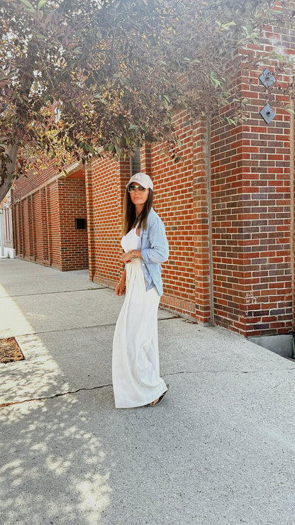 Aveline Wide-Leg High Waist Flowy Pants with Pockets – Neutral, Lightweight &amp; Comfy