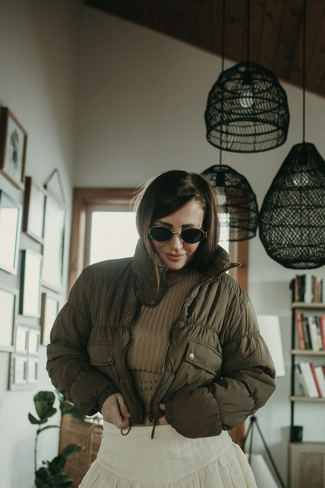 Brandy Cropped Zip Up Cargo Puffer Jacket