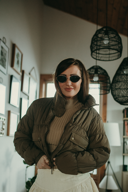 Brandy Cropped Zip Up Cargo Puffer Jacket