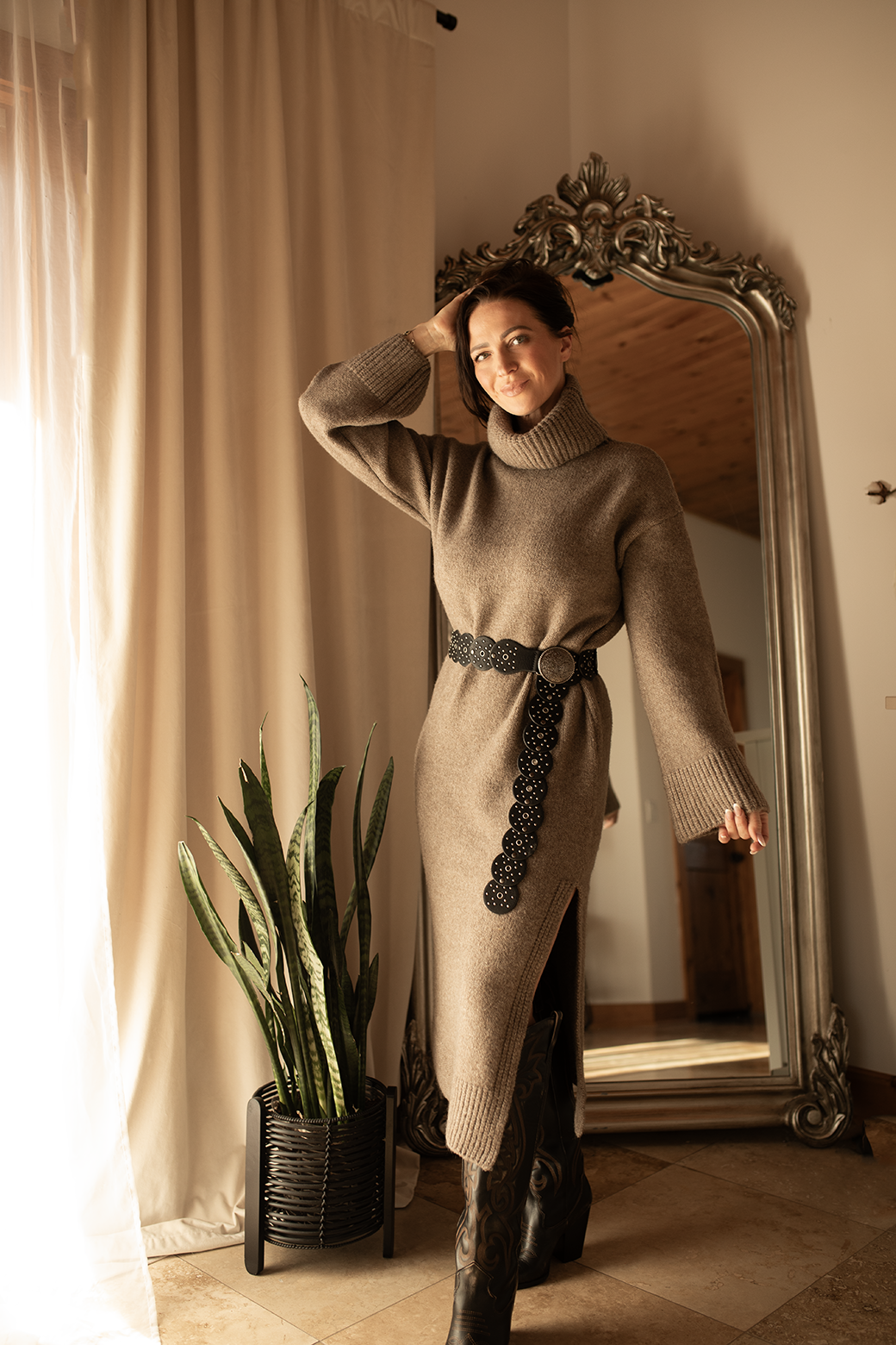 mocha knit dress Mocha Dorothy Perkins Button Cuff Slim Knitted Midi Dress