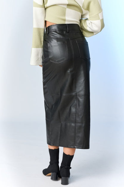 Bonita Faux Leather Maxi Skirt With a Split