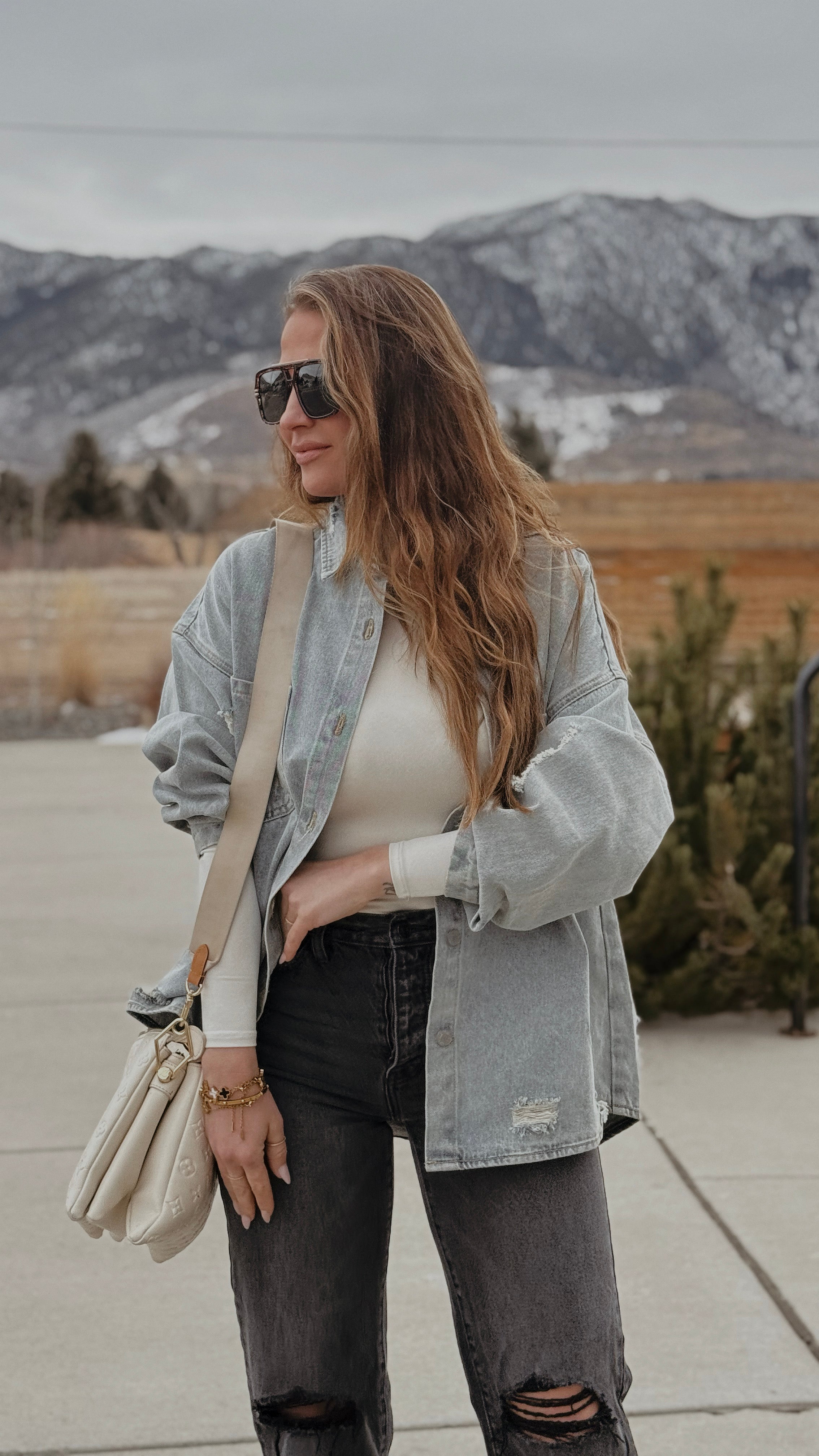 Washed Denim Oversized Jacket