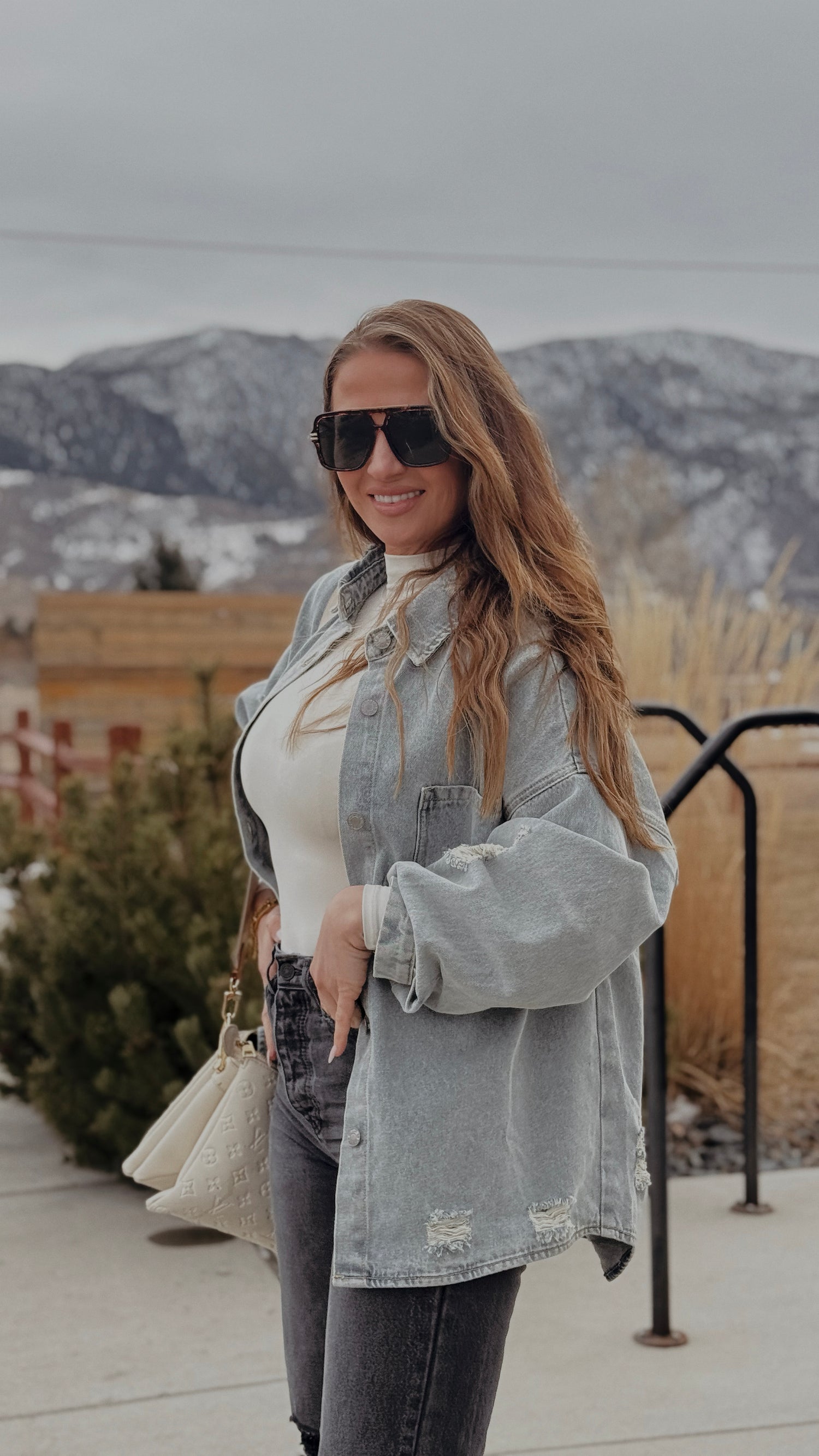 Washed Denim Oversized Jacket