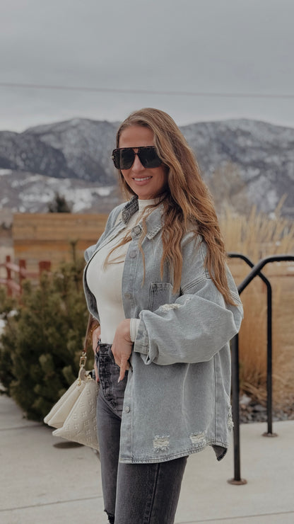 Washed Denim Oversized Jacket