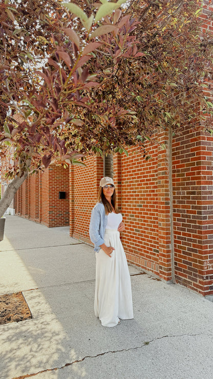 Aveline Wide-Leg High Waist Flowy Pants with Pockets – Neutral, Lightweight &amp; Comfy