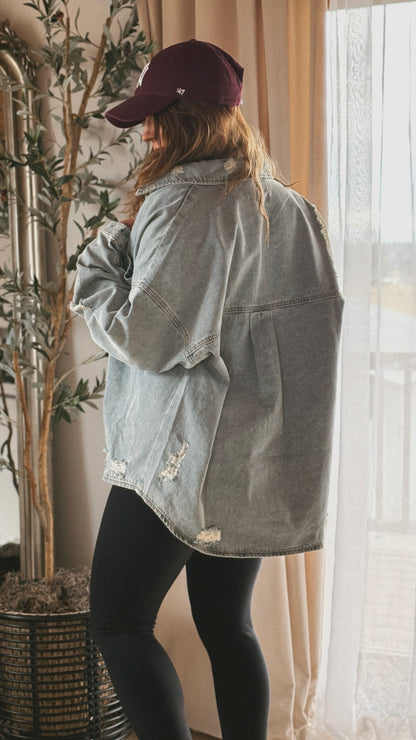 Washed Denim Oversized Jacket