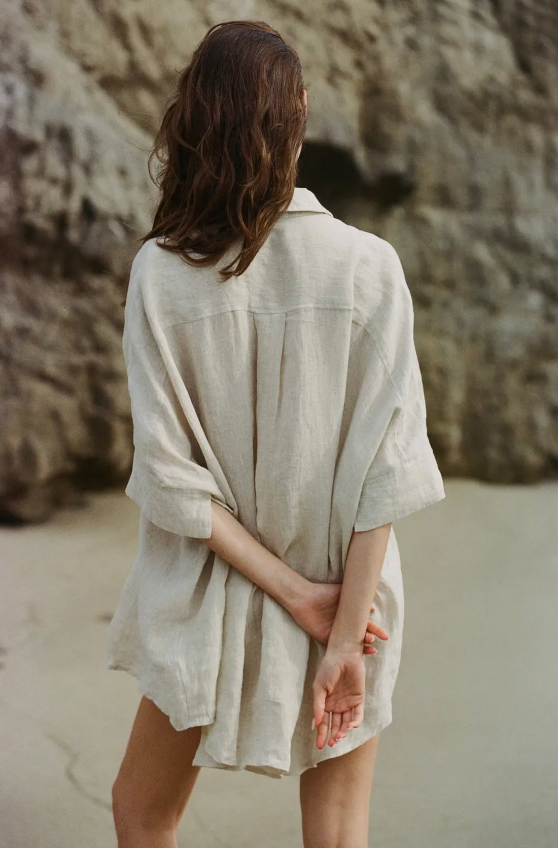 Sulu 100% Linen Button Collar Neck