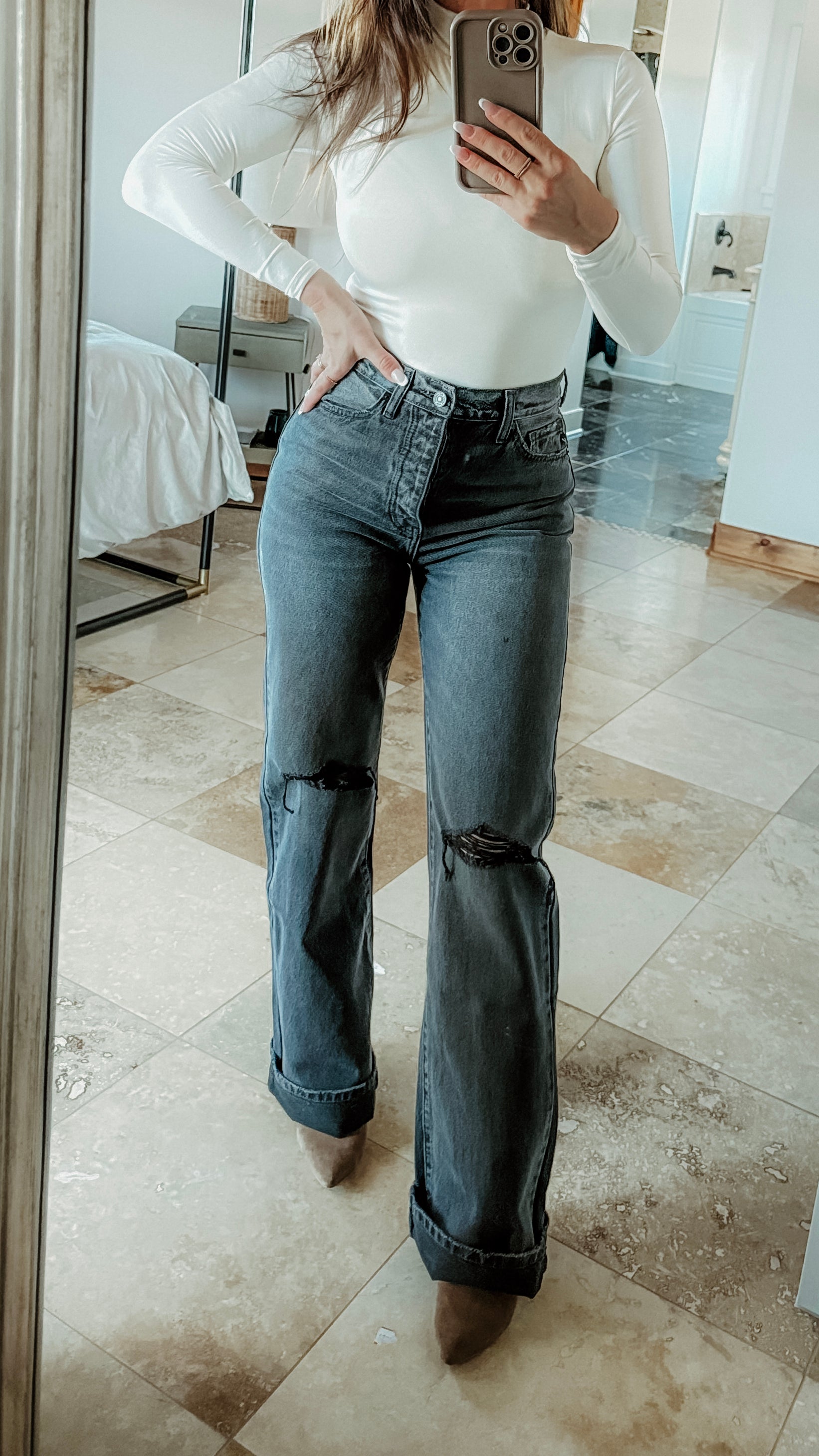 Gray Ultra High Rise Jeans (34&quot; INSEAM)